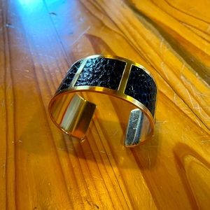 Brighton gold & black leather cuff